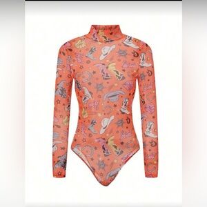 Women's Patterned Long Sleeve bodysuit